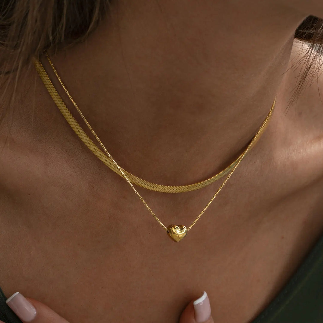 Valantomode | Plated Sculptural Cordate Pendant Necklace for Women