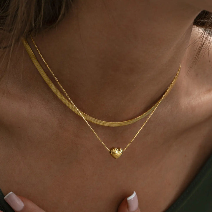 Valantomode | Plated Sculptural Cordate Pendant Necklace for Women