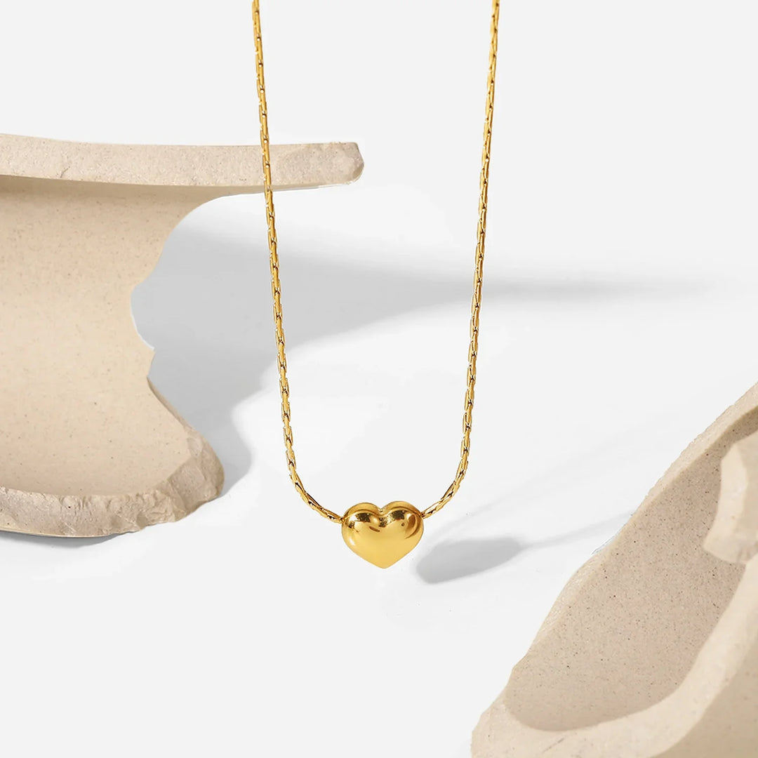 Valantomode | Plated Sculptural Cordate Pendant Necklace for Women