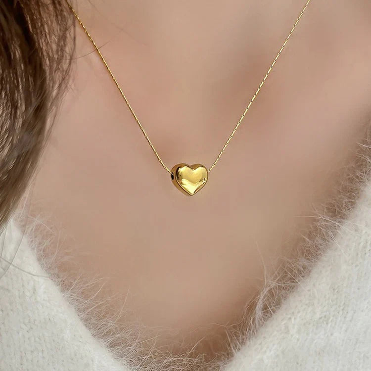 Valantomode | Plated Sculptural Cordate Pendant Necklace for Women