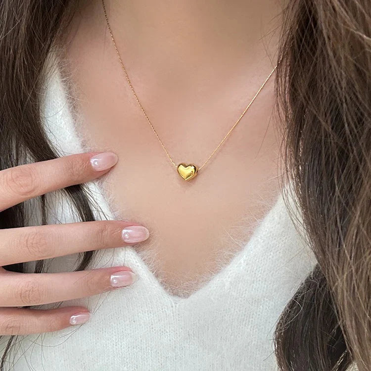 Valantomode | Plated Sculptural Cordate Pendant Necklace for Women