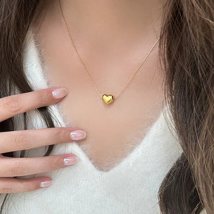 Valantomode | Plated Sculptural Cordate Pendant Necklace for Women