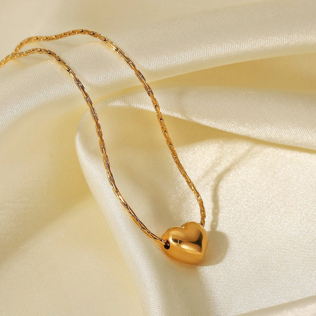 Valantomode | Plated Sculptural Cordate Pendant Necklace for Women