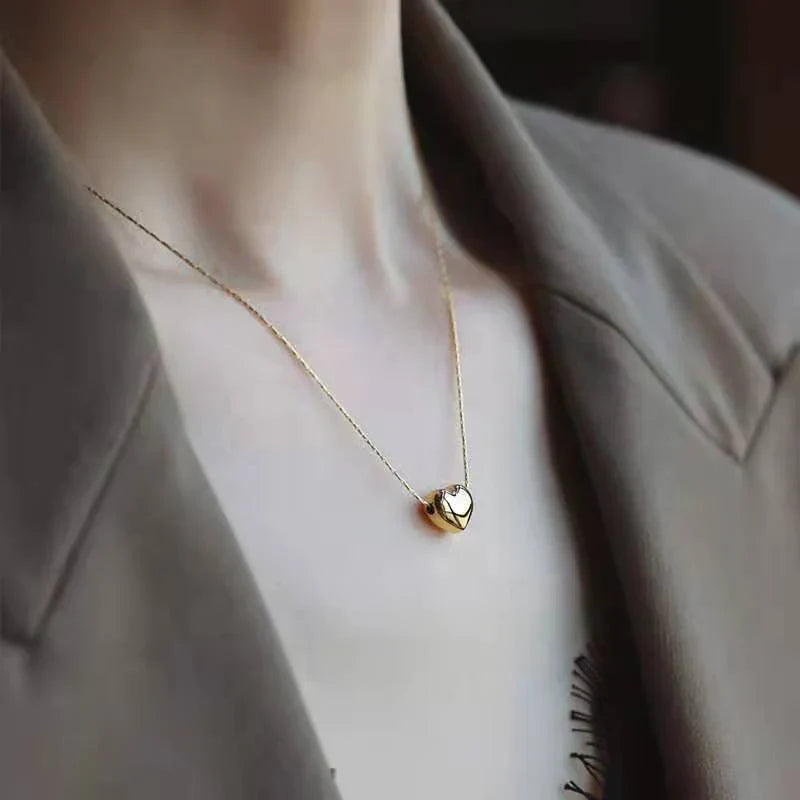 Valantomode | Plated Sculptural Cordate Pendant Necklace for Women