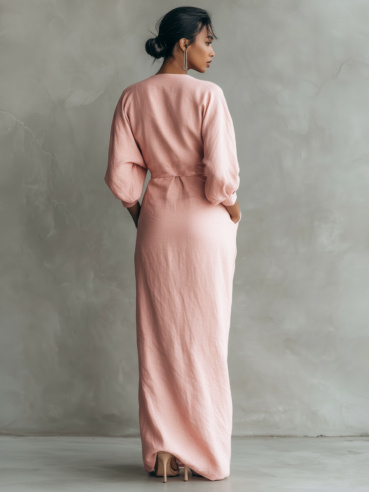 Valantomode | Sophisticated V-Neck Maxi Dress for Any Formal Event