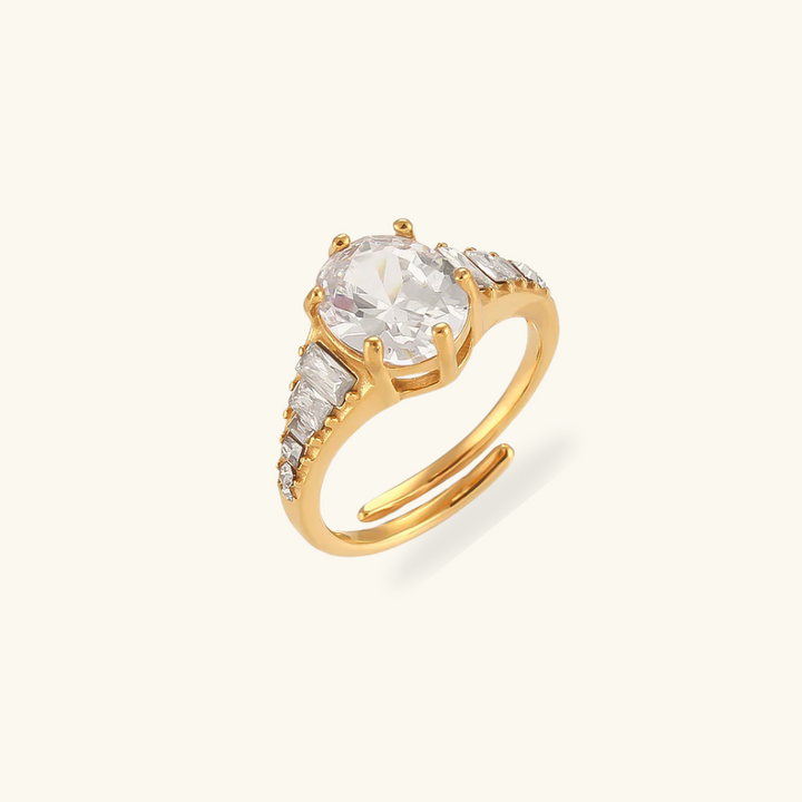 Valantomode | Plated Adjustable Open-Ended Ring with AAAAA Diamond Simulants