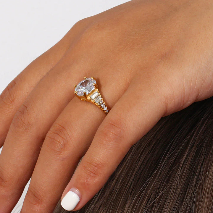 Valantomode | Plated Adjustable Open-Ended Ring with AAAAA Diamond Simulants