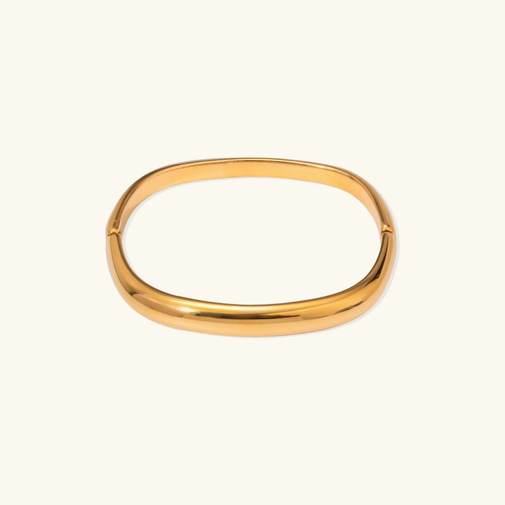 Valantomode | Plated Sculpted Oval Bracelet with High-Shine Monolithic Architecture