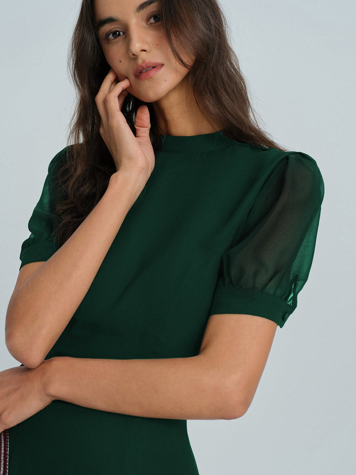 Valantomode | Stylish Chiffon Mini Dress with Unique Transparency Details