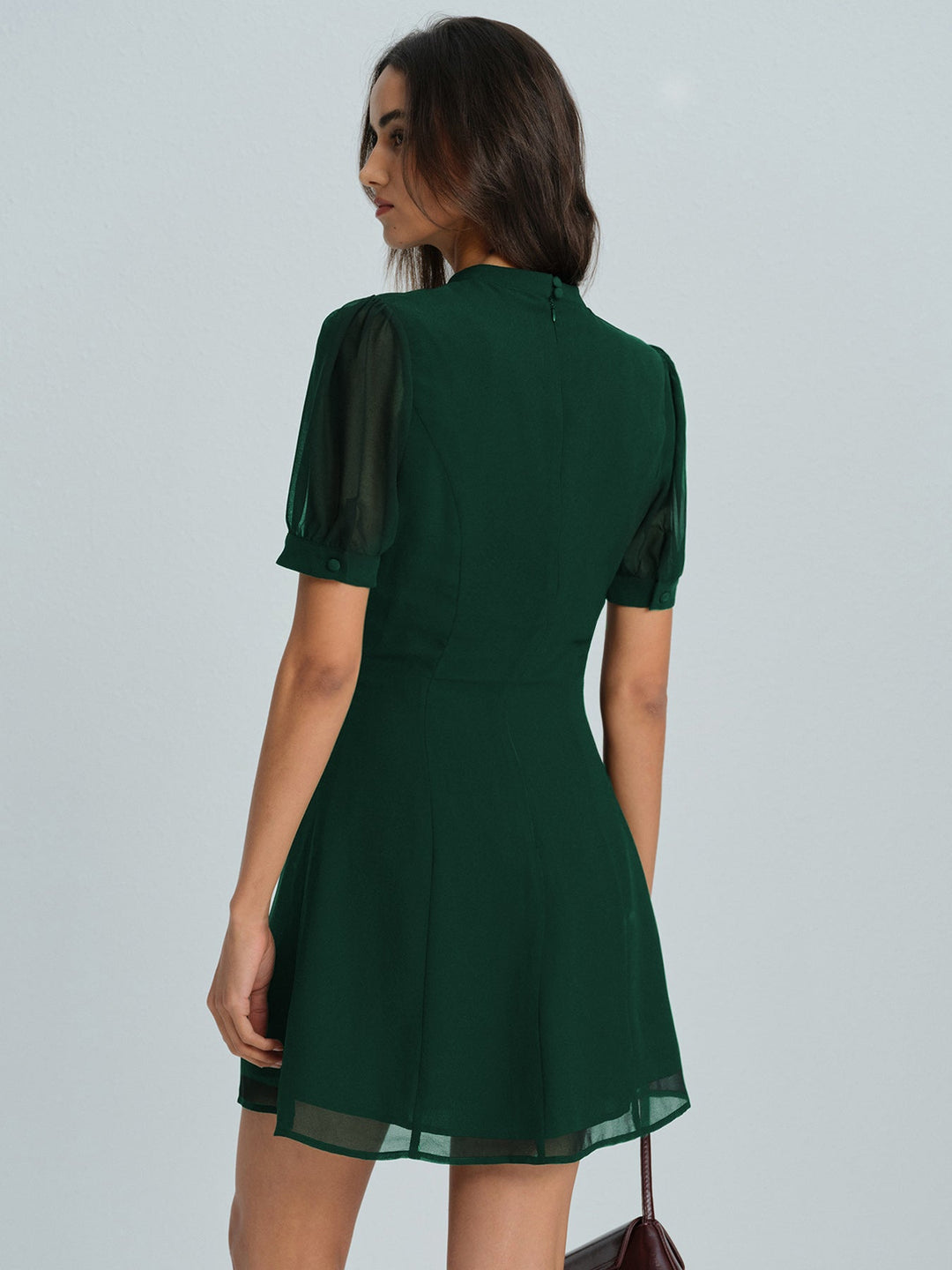 Valantomode | Stylish Chiffon Mini Dress with Unique Transparency Details