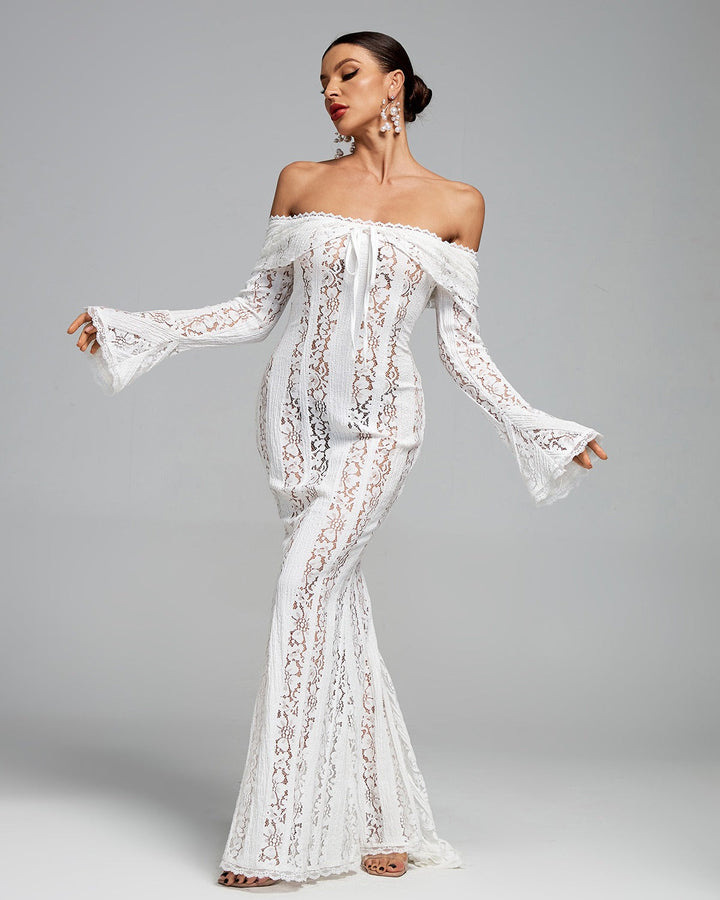 Valantomode | Chic Floral Off-Shoulder Dress for Effortless Elegance