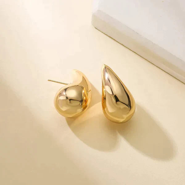Valantomode | Gold Plated Volumetric Teardrop Earrings for Women
