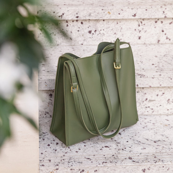 Valantomode | The ‘Aurelius’ Veridian Sovereign Monolith – Women's Premium Vegan Leather Executive Tote
