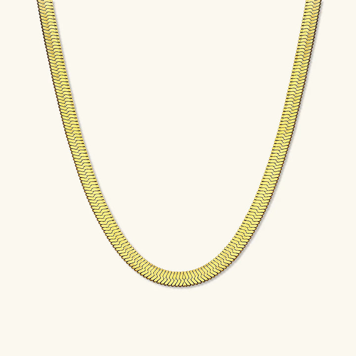 Valantomode | Plated Hailey Herringbone Necklace with Imbricated V-Link Architecture