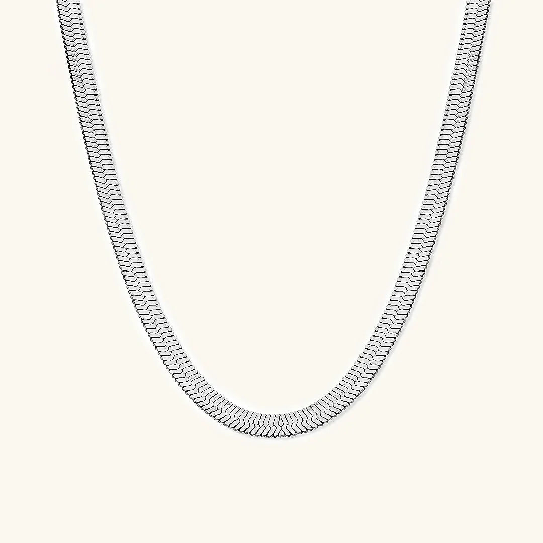 Valantomode | Plated Hailey Herringbone Necklace with Imbricated V-Link Architecture