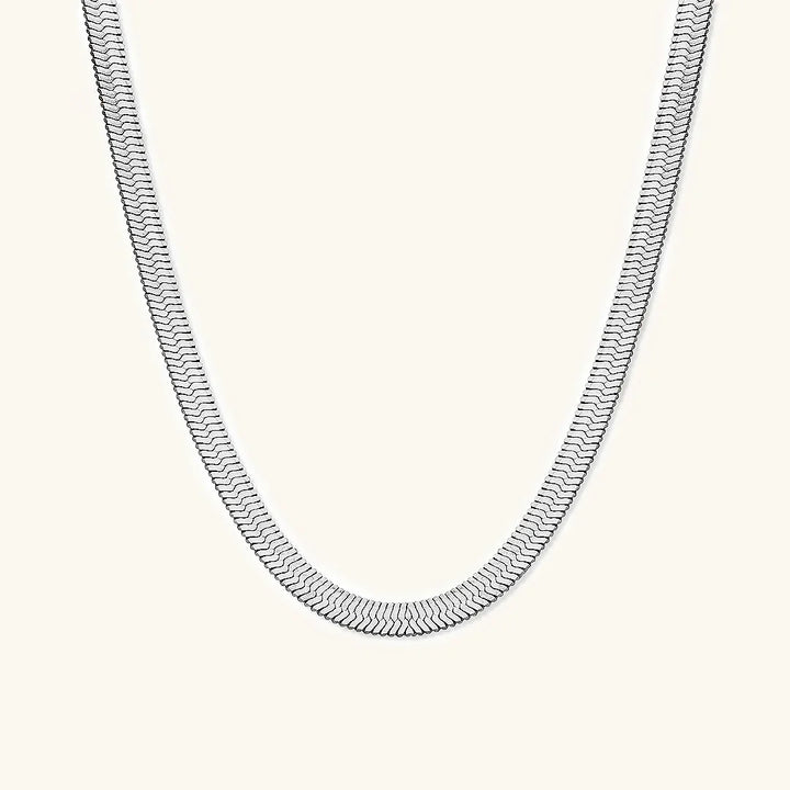 Valantomode | Plated Hailey Herringbone Necklace with Imbricated V-Link Architecture