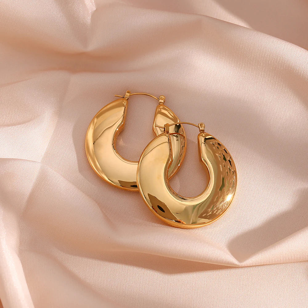 Valantomode | Heavyweight Plated Volumetric Hoop Earrings for Women