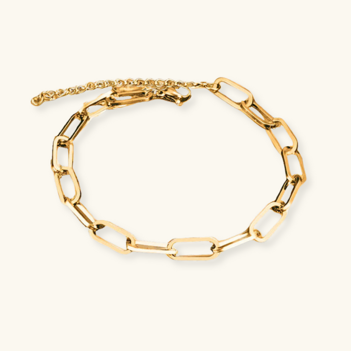 Valantomode | Gold Plated Paperclip Link Bracelet for Women