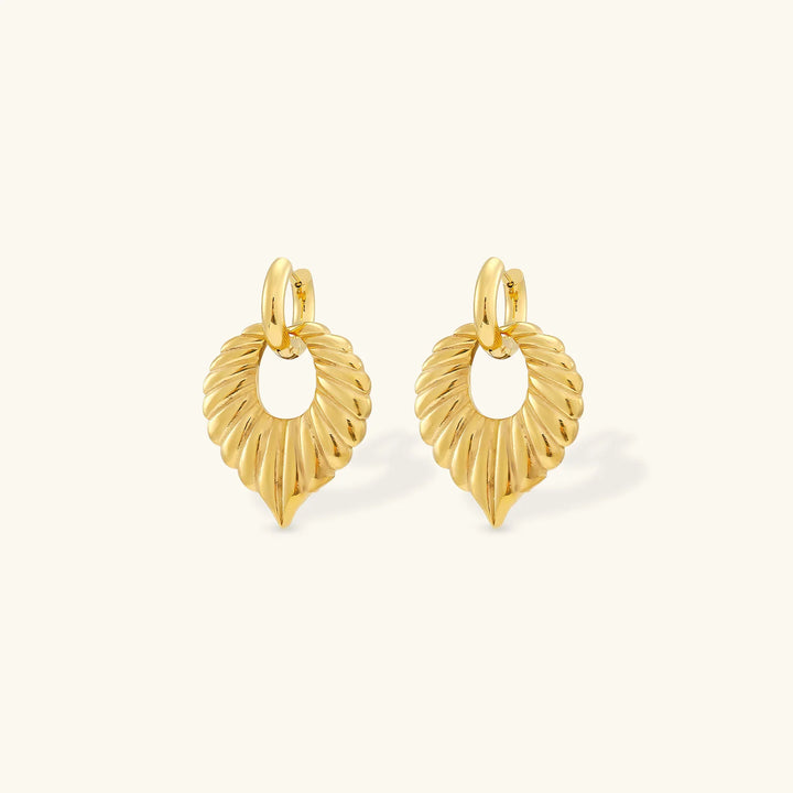 Valantomode | Heavyweight Plated Sculpted Leaf Drop Earrings for Women