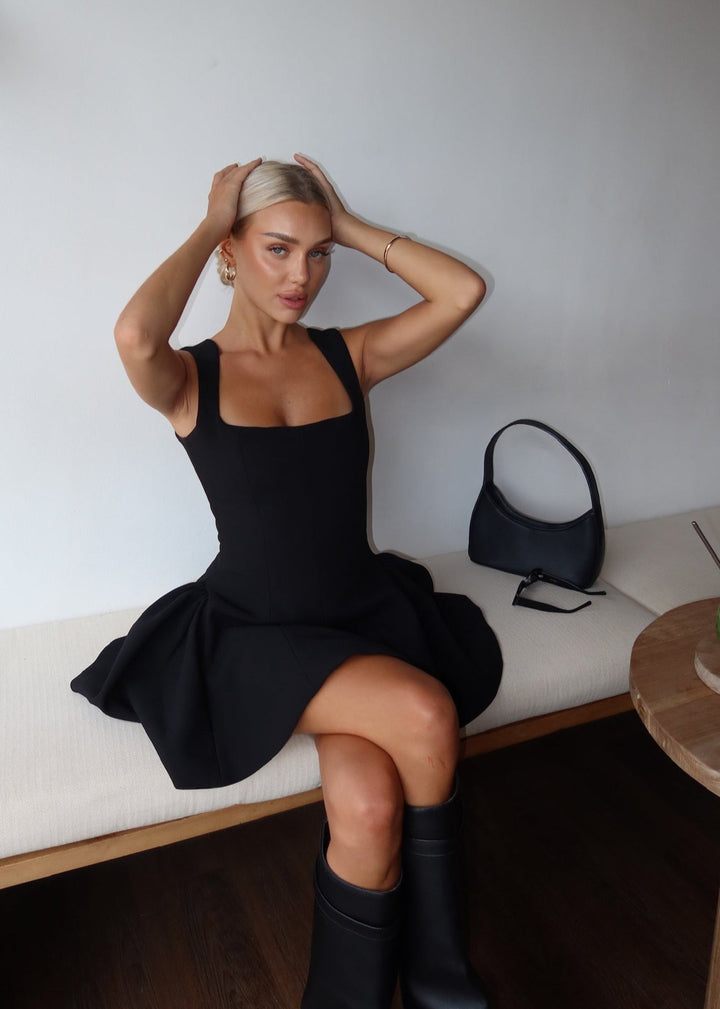 Valantomode | Chic Little Black Flare Mini Dress for Every Occasion