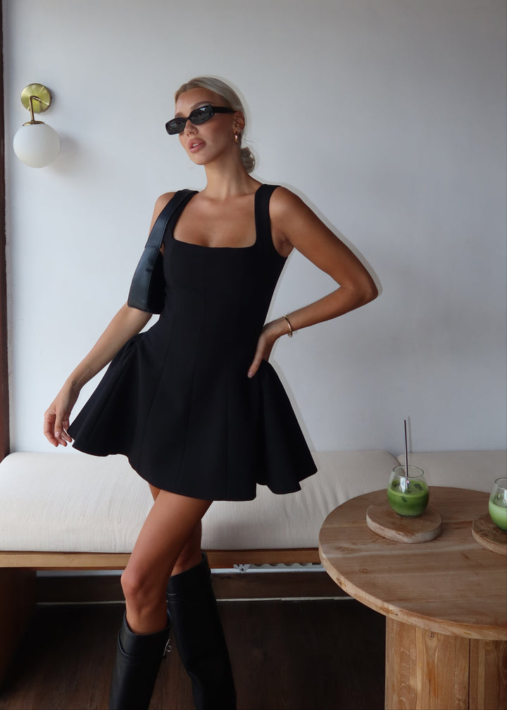 Valantomode | Chic Little Black Flare Mini Dress for Every Occasion