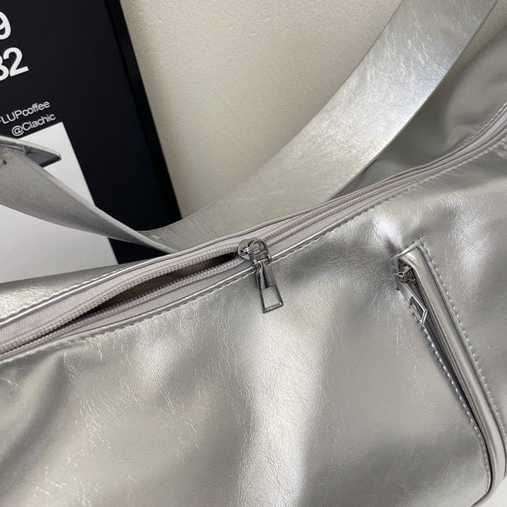 Valantomode | Aura Horizon Crescent – 54cm Oversized Vegan Leather Curved Crossbody Bag