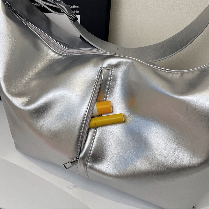 Valantomode | Aura Horizon Crescent – 54cm Oversized Vegan Leather Curved Crossbody Bag