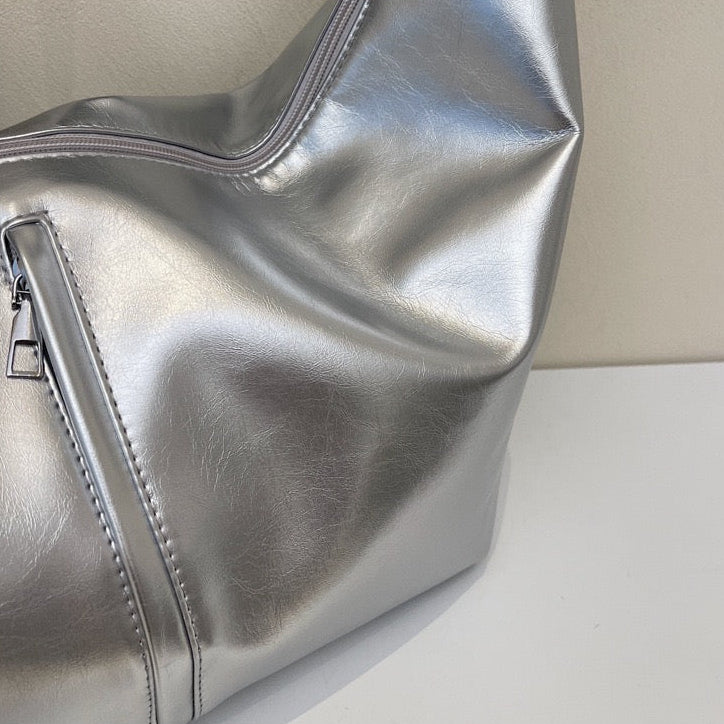 Valantomode | Aura Horizon Crescent – 54cm Oversized Vegan Leather Curved Crossbody Bag