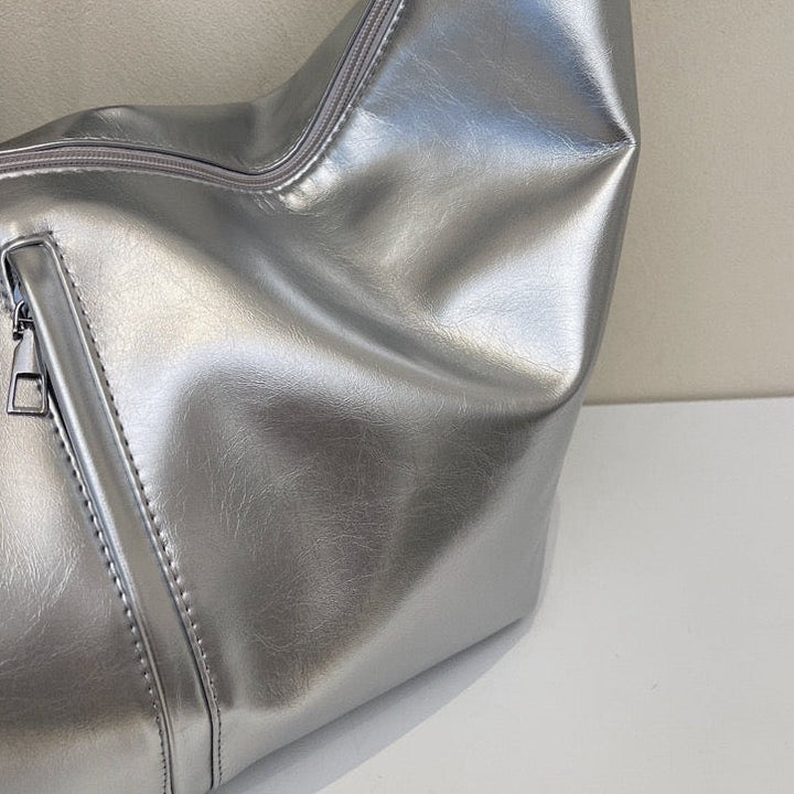 Valantomode | Aura Horizon Crescent – 54cm Oversized Vegan Leather Curved Crossbody Bag