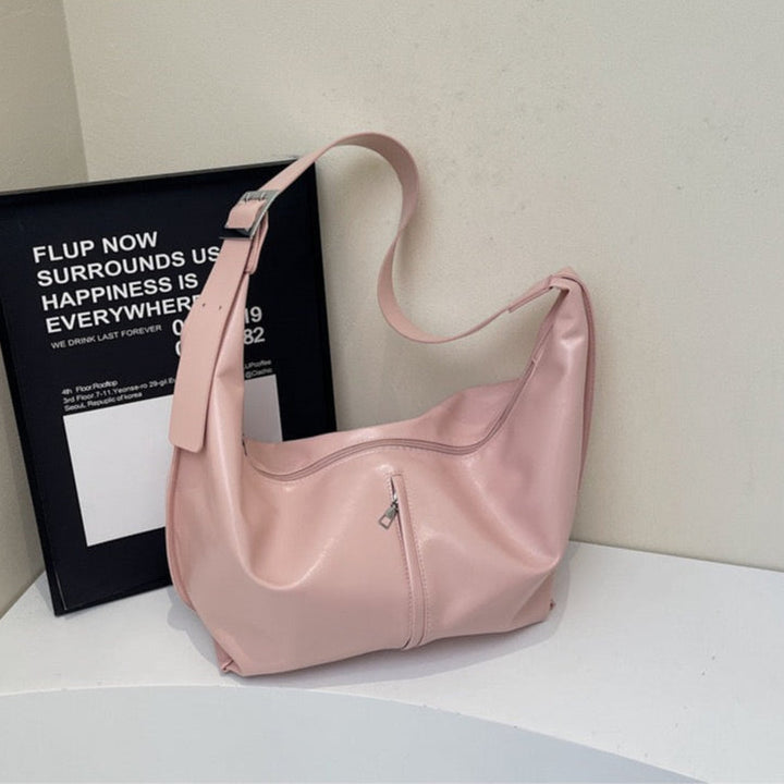Valantomode | Aura Horizon Crescent – 54cm Oversized Vegan Leather Curved Crossbody Bag
