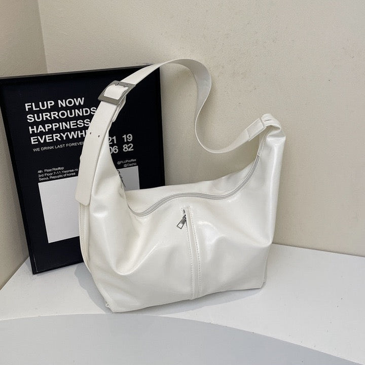 Valantomode | Aura Horizon Crescent – 54cm Oversized Vegan Leather Curved Crossbody Bag