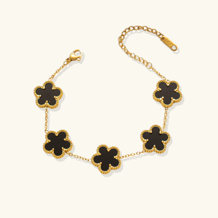 Valantomode | Gold Plated Five-Leaf Clover Bracelet for Women