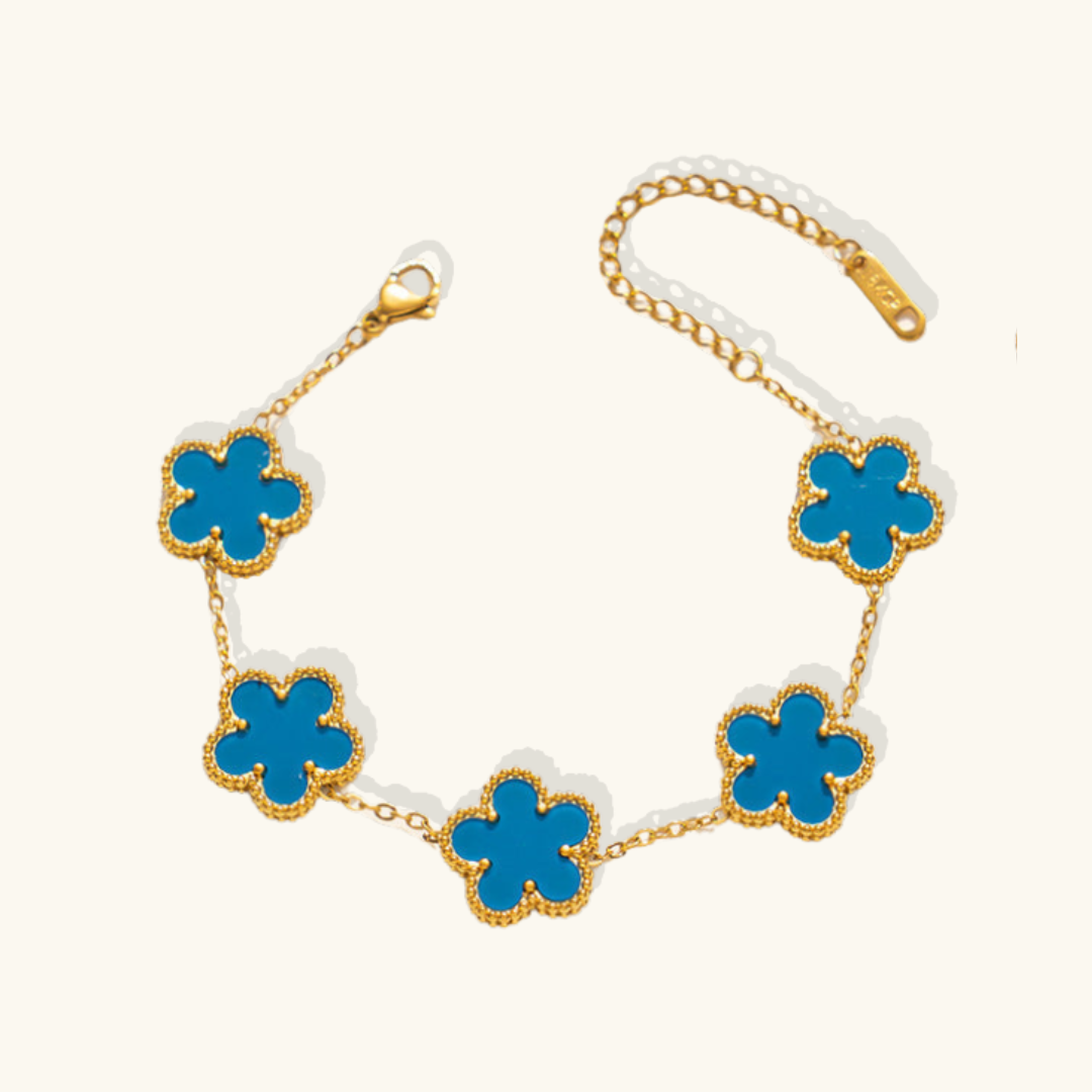 Valantomode | Gold Plated Five-Leaf Clover Bracelet for Women