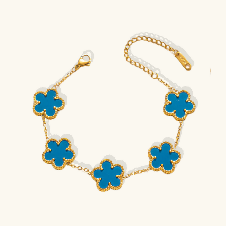 Valantomode | Gold Plated Five-Leaf Clover Bracelet for Women
