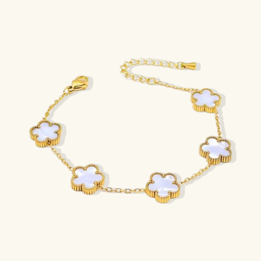 Valantomode | Gold Plated Five-Leaf Clover Bracelet for Women