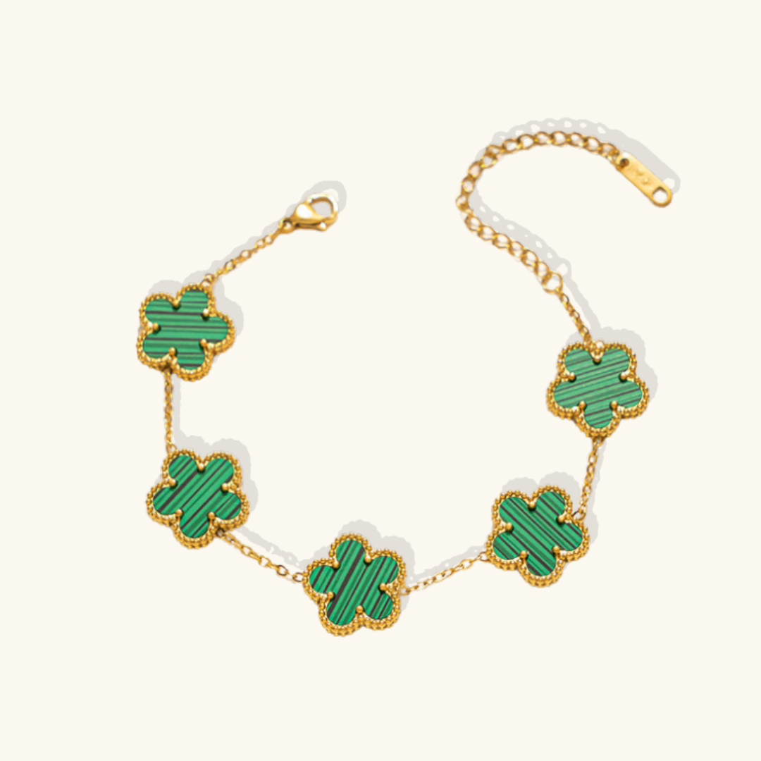 Valantomode | Gold Plated Five-Leaf Clover Bracelet for Women