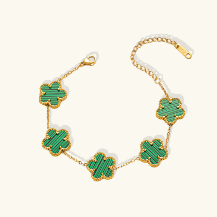Valantomode | Gold Plated Five-Leaf Clover Bracelet for Women