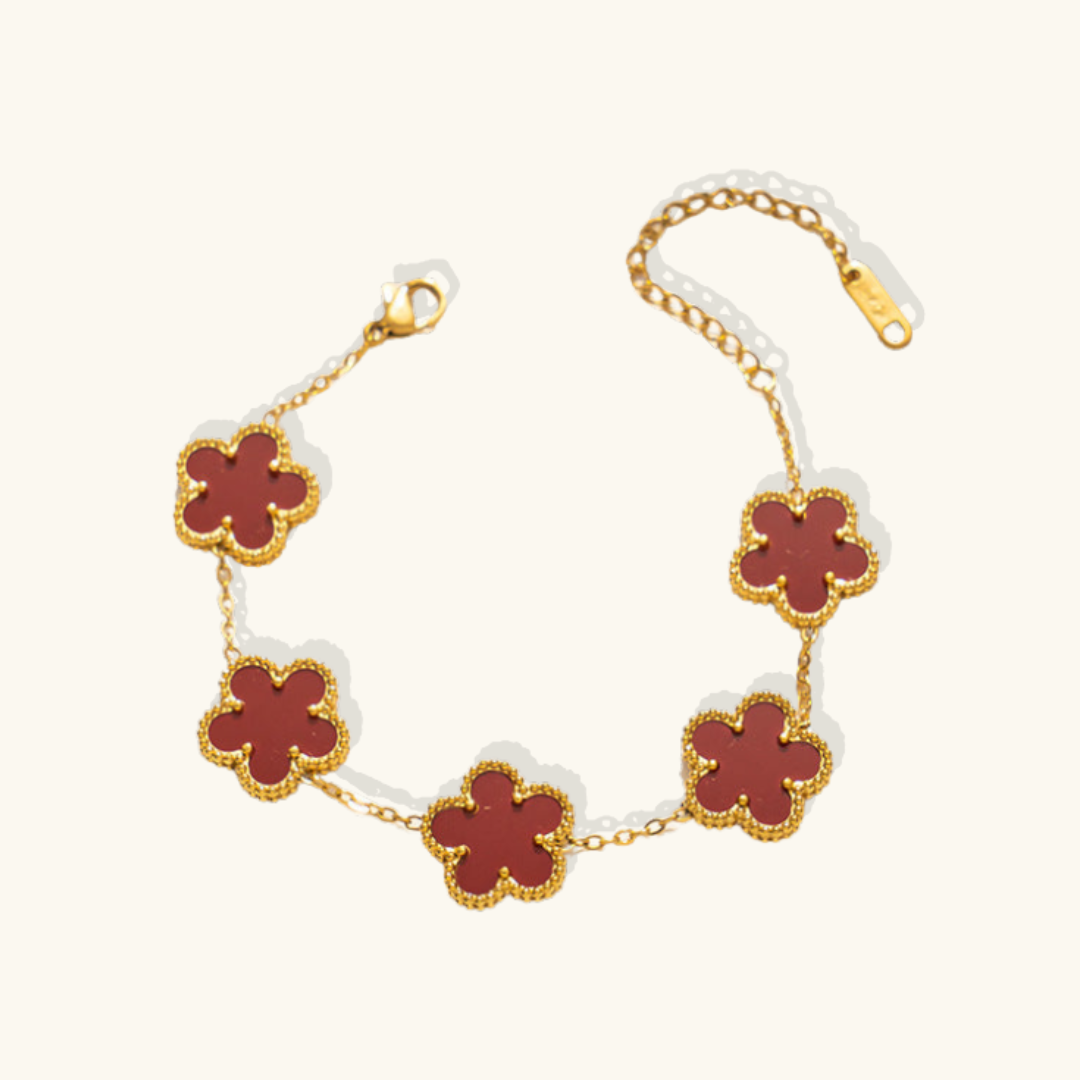 Valantomode | Gold Plated Five-Leaf Clover Bracelet for Women