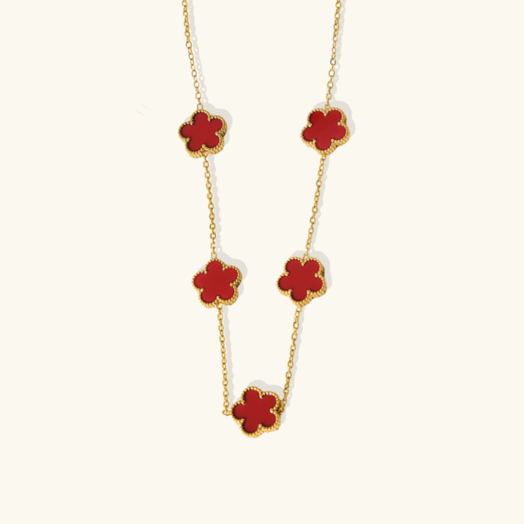 Valantomode | Gold Plated Five-Leaf Clover Necklace for Women