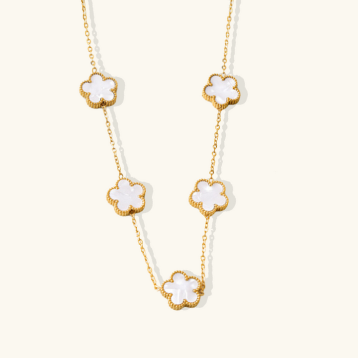 Valantomode | Gold Plated Five-Leaf Clover Necklace for Women