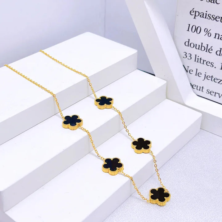 Valantomode | Gold Plated Five-Leaf Clover Necklace for Women