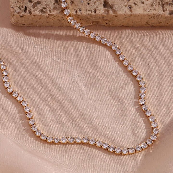 Valantomode | Gold Plated Radiant Tennis Necklace for Women