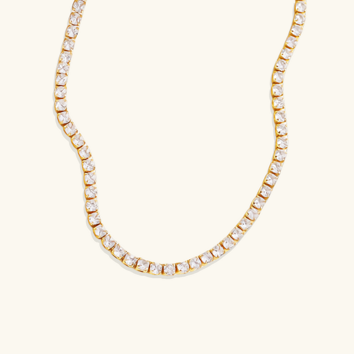 Valantomode | Gold Plated Radiant Tennis Necklace for Women