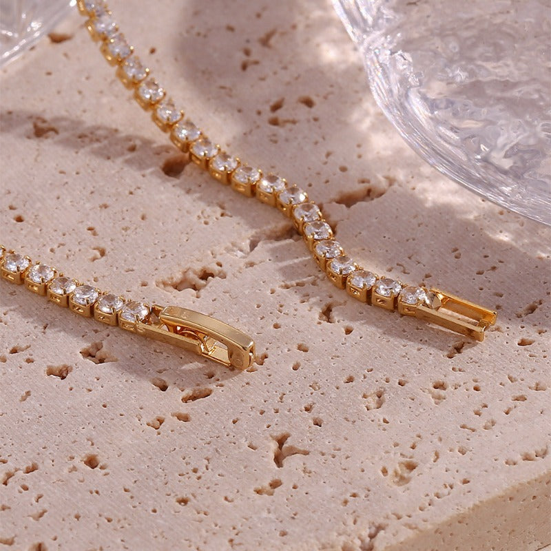 Valantomode | Gold Plated Radiant Tennis Necklace for Women