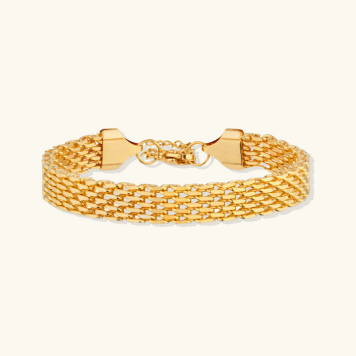 Valantomode | Gold Plated Woven Mesh Bracelet for Women
