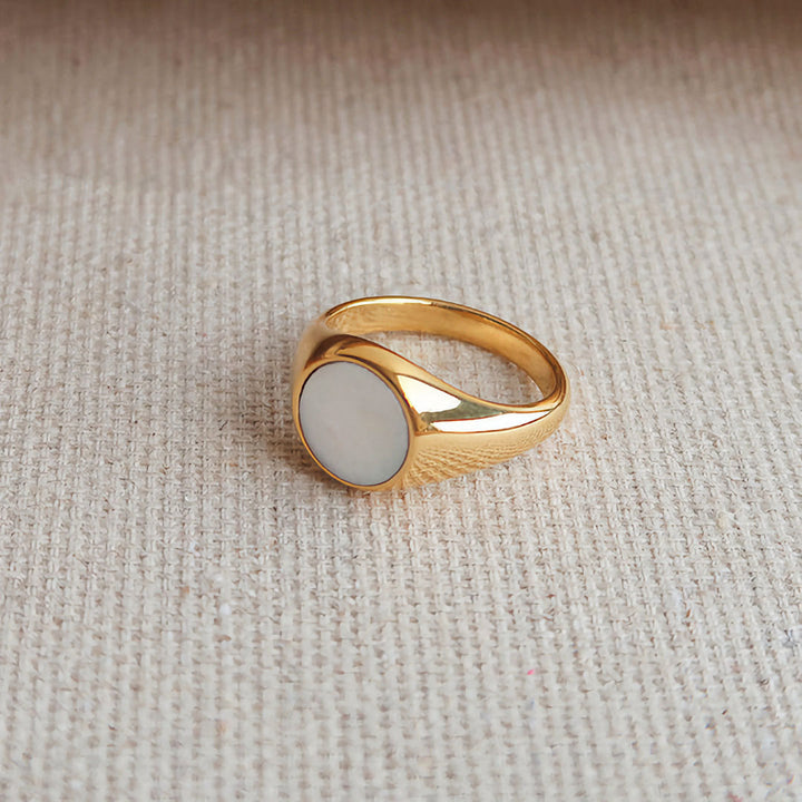 Valantomode | Plated Clara Pearl Ring with Monolithic Freshwater Pearl Architecture