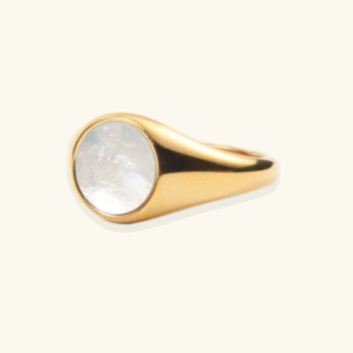 Valantomode | Plated Clara Pearl Ring with Monolithic Freshwater Pearl Architecture