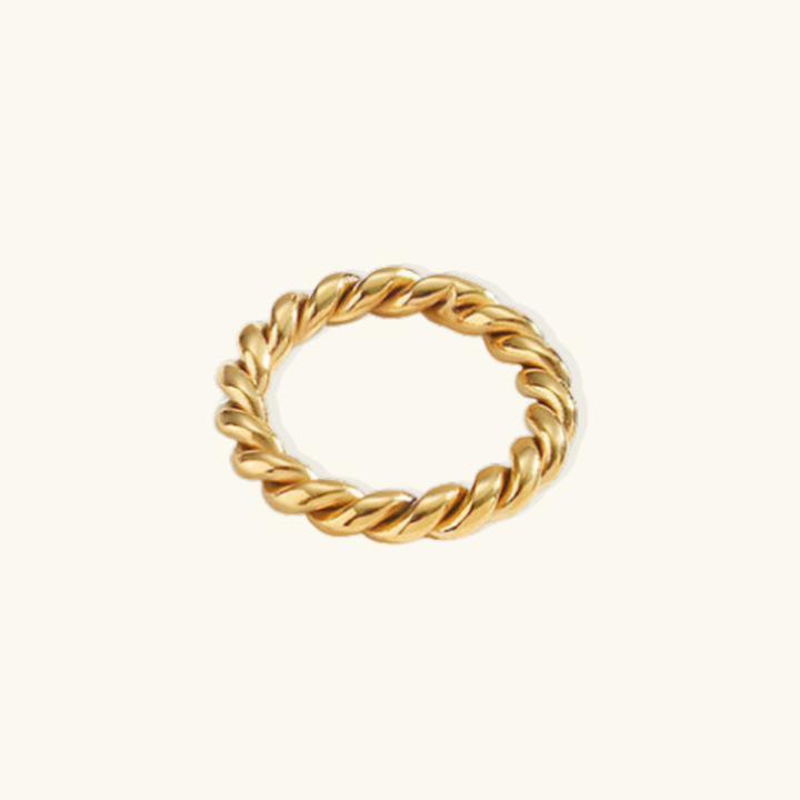 Valantomode | Plated Helical Twist Band Ring with Organic Structural Geometry