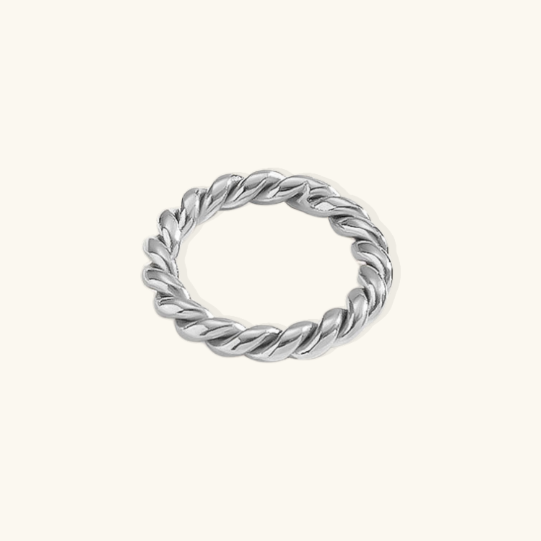 Valantomode | Plated Helical Twist Band Ring with Organic Structural Geometry