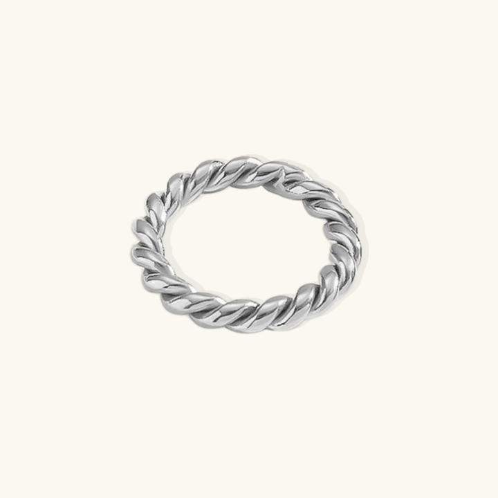 Valantomode | Plated Helical Twist Band Ring with Organic Structural Geometry